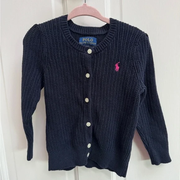 Polo Ralph Lauren 2T Girls Navy Blue Sweater Cardigan - Picture 1 of 4